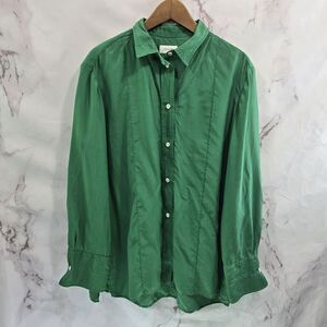Lemaire Shirt Mens Large Womens XL 44 Silk Green Grass Kelly Button Up Blouse